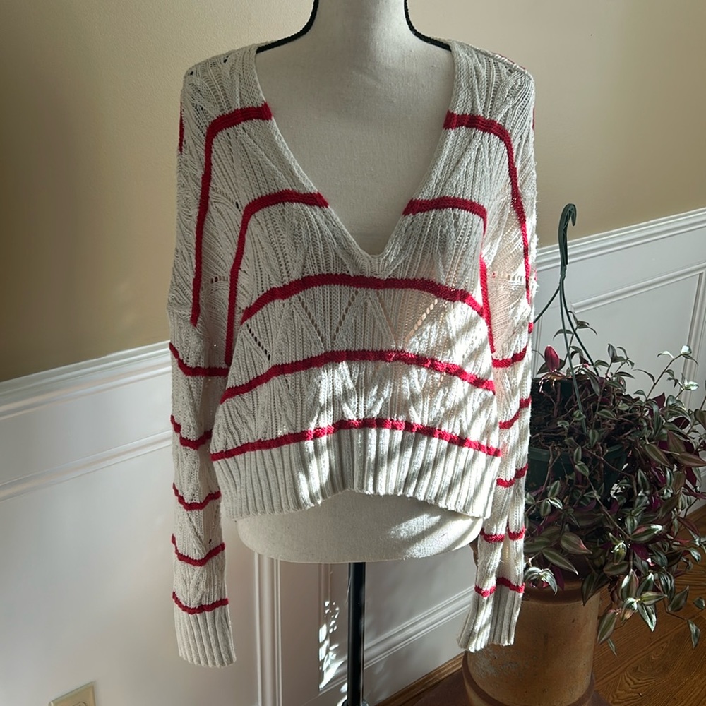 Express Red/pink stripe sweater
